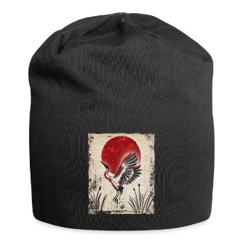 Crane Art Art Japonais Vintage Rétro - Bonnet en jersey - noir - Devant