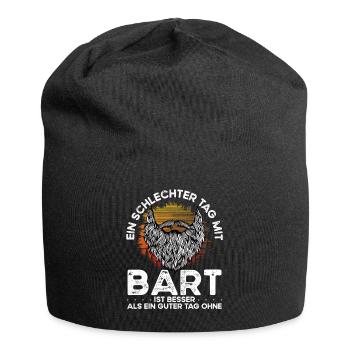 Ein Schlechter Tag Mit Bart Ist Besser - Jersey-Beanie - Schwarz - Vorne