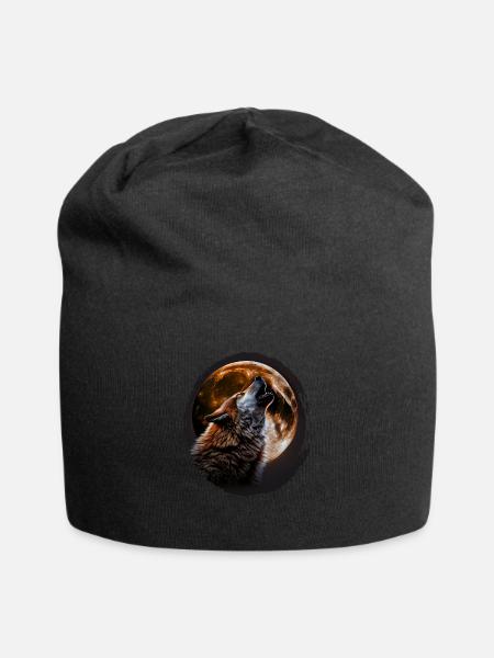 Wölfe Silhouette Naturschutz Tierschutz Wolf - Jersey-Beanie - Schwarz
