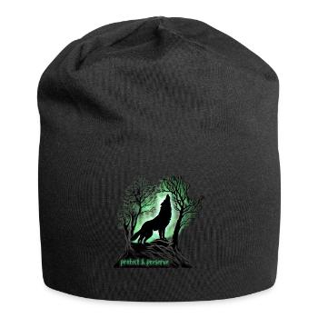 Loups Silhouette Conservation de la nature Bien-être animal Loup - Bonnet en jersey - noir - Devant