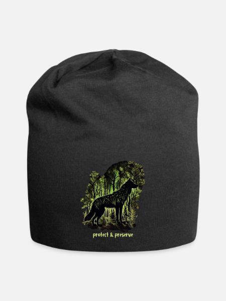 Wölfe Silhouette Naturschutz Tierschutz Wolf - Jersey-Beanie - Schwarz