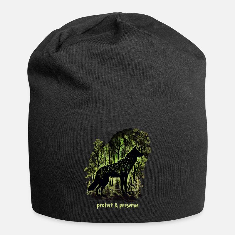 Wölfe Silhouette Naturschutz Tierschutz Wolf - Jersey-Beanie - Schwarz