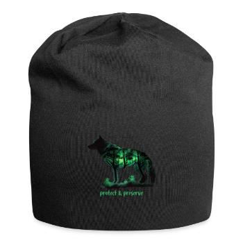 Loups Silhouette Conservation de la nature Bien-être animal Loup - Bonnet en jersey - noir - Devant