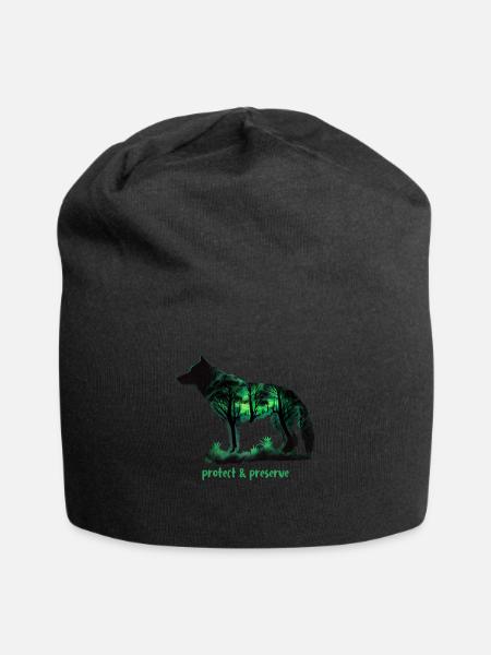 Wölfe Silhouette Naturschutz Tierschutz Wolf - Jersey-Beanie - Schwarz