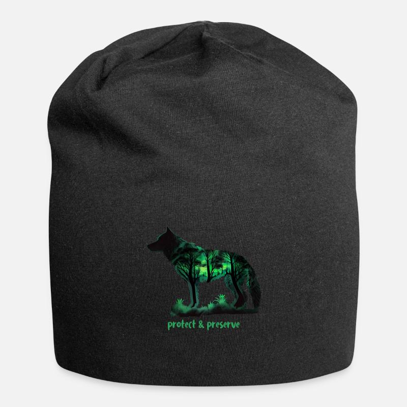 Wölfe Silhouette Naturschutz Tierschutz Wolf - Jersey-Beanie - Schwarz