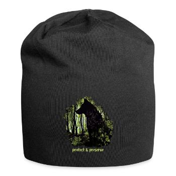 Loups Silhouette Conservation de la nature Bien-être animal Loup - Bonnet en jersey - noir - Devant