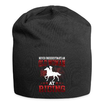 Vieille femme à cheval cavalière cavalière - Bonnet en jersey - noir - Devant