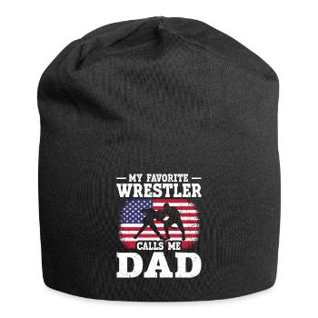 Mon lutteur préféré m’appelle papa drapeau américain - Bonnet en jersey - noir - Devant