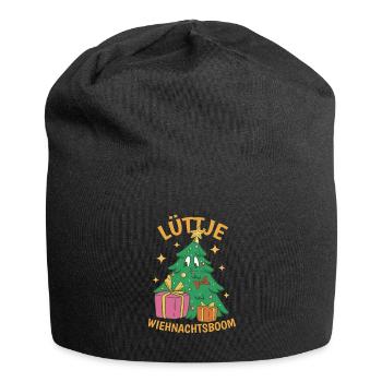 Lüttje Wiehnachtsboom Plattdeutsch - Jersey-Beanie - Schwarz - Vorne