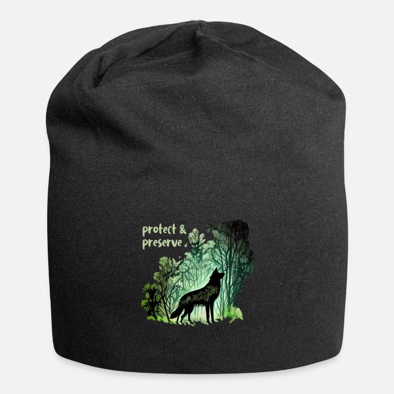 Wölfe Silhouette Naturschutz Tierschutz Wolf - Jersey-Beanie - Schwarz