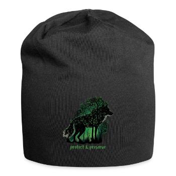 Loups Silhouette Conservation de la nature Bien-être animal Loup - Bonnet en jersey - noir - Devant