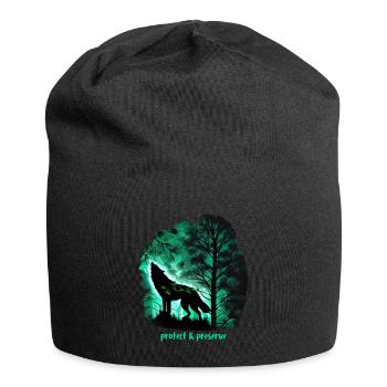 Wölfe Silhouette Naturschutz Tierschutz Wolf - Jersey-Beanie - Schwarz - Vorne