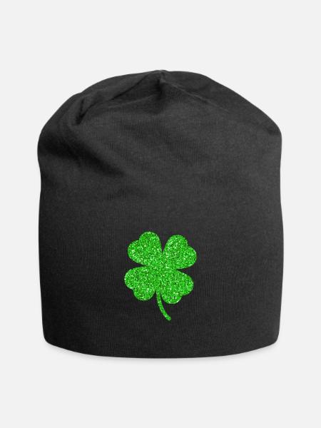 Irische Kleeblätter St. Patrick’s Day - Jersey-Beanie - Schwarz