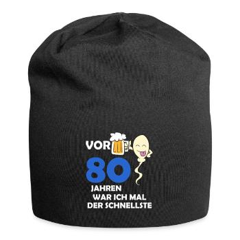 Vor 80 Jahren war ich mal der Schnellste - Jersey-Beanie - Schwarz - Vorne