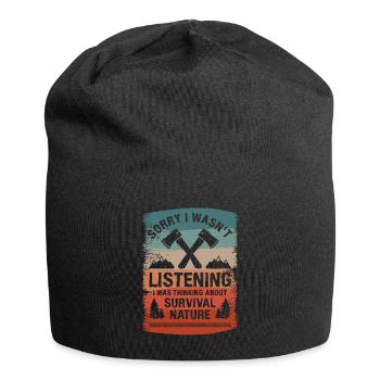 Je pensais au camping nature de survie - Bonnet en jersey - noir - Devant