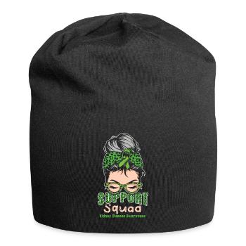 Support Squad Green Kidney Disease Awareness Month - Jersey Beanie - black - Front