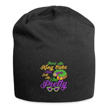 Feed Me King Cake And Tell Me I'm Pretty Mardi Gra - Jersey Beanie - black - Front