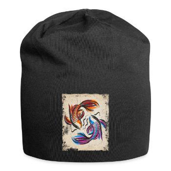 Koi Carp Art Japanese Art Vintage Retro - Jersey Beanie - black - Front