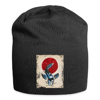 Koi Carp Art Japonais Art Vintage Rétro - Bonnet en jersey - noir - Devant