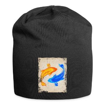 Koi Carp Art Japanese Art Vintage Retro - Jersey Beanie - black - Front