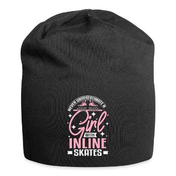Never underastemate a girl with inline skates - Jersey-Beanie - Schwarz - Vorne