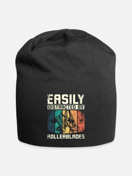 Easily distracted by rollerblades - Jersey Beanie - black