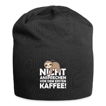 Faultier Nicht Ansprechen Vor Dem Ersten Kaffee - Jersey-Beanie - Schwarz - Vorne