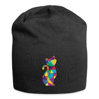 Cat Meow Polygon Cat Kitten - Jersey Beanie - black - Front