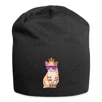 Süße Katze Queen Elizabeth II Britische Krone - Jersey-Beanie - Schwarz - Vorne