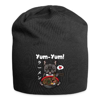 Japon Anime Bulldog Ramen Nouilles Chien Kawaii - Bonnet en jersey - noir - Devant