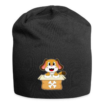 Hund Karton - Jersey-Beanie - Schwarz - Vorne
