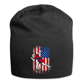 Patin à roues alignées drapeau américain - Bonnet en jersey - noir - Devant