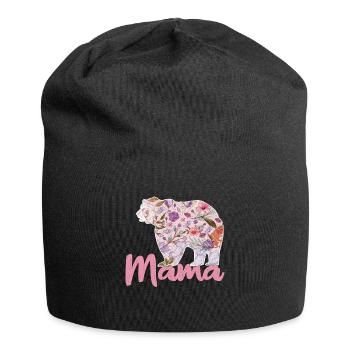 Bear Floral Mama Best Mom Happy Mother's Day - Jersey Beanie - black - Front