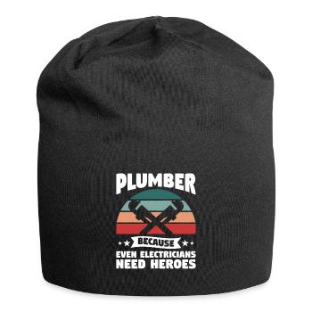 Klempner, weil auch Elektriker Helden brauchen - Jersey-Beanie - Schwarz - Vorne