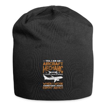 Flugzeugmechaniker Luftfahrt Flugzeug Geschenk - Jersey-Beanie - Schwarz - Vorne