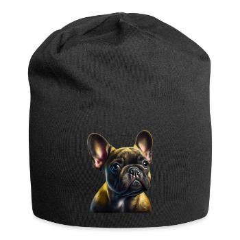 French Bulldog Frenchie Französische Bulldogge - Jersey Beanie - black - Front