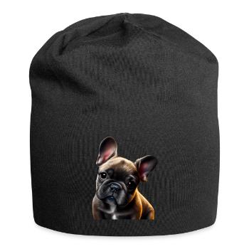 French Bulldog Frenchie Französische Bulldogge - Jersey Beanie - black - Front