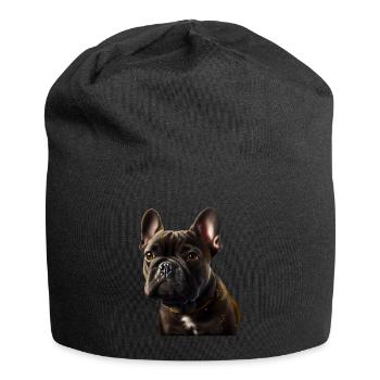 French Bulldog Frenchie Französische Bulldogge - Jersey Beanie - black - Front