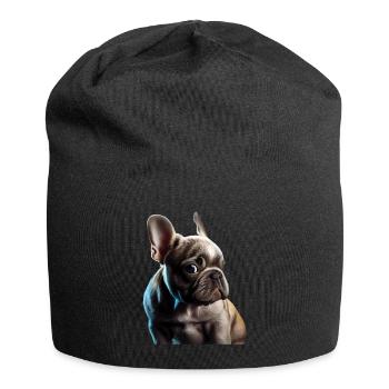 French Bulldog Frenchie Französische Bulldogge - Jersey Beanie - black - Front