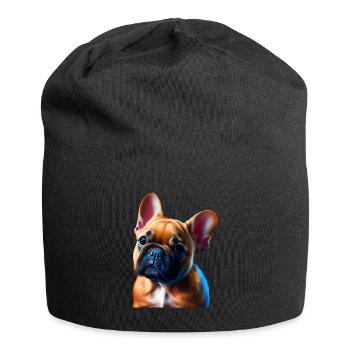 French Bulldog Frenchie Französische Bulldogge - Jersey Beanie - black - Front
