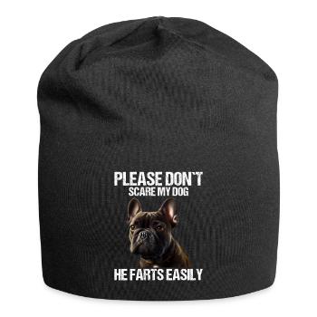 Please don't scare my dog French Bulldog - Jersey Beanie - black - Front