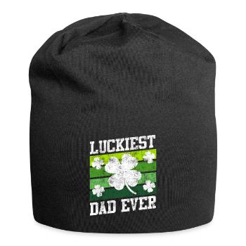 Le père le plus chanceux de tous les temps Clover Saint-Patrick - Bonnet en jersey - noir - Devant