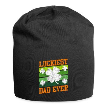 Le père le plus chanceux de tous les temps Clover Saint-Patrick - Bonnet en jersey - noir - Devant