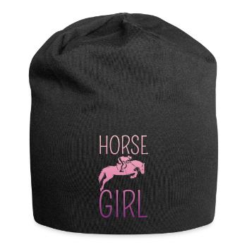 Mädchen Reitet Pferd Pferdemädchen - Jersey-Beanie - Schwarz - Vorne