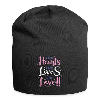 Zwei Herzen, zwei Leben, eine Liebe - Jersey-Beanie - Schwarz - Vorne