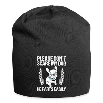 Please don't scare my dog French Bulldog - Jersey Beanie - black - Front