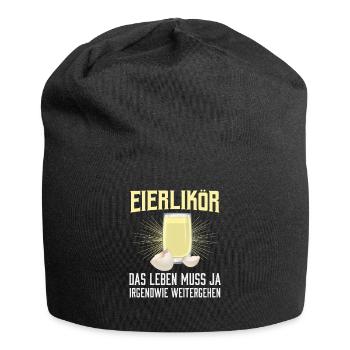 Eierlikör Das Leben Muss Ja Irgendwie Weitergehen - Jersey-Beanie - Schwarz - Vorne