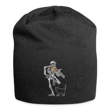 Skeleton Violin Cat - Jersey Beanie - black - Front