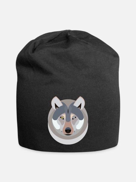 Wolf als Grafik - Jersey-Beanie - Schwarz