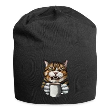 Cat in a bad mood funny - Jersey Beanie - black - Front
